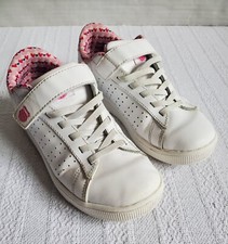K Swiss Casper Court Sneakers Girl's Youth Sz 1 White With Hearts Hook/Loop