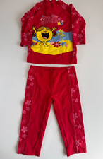 M&S Swim Set Miss Sunshine Rash Guard Sun Protection Swimsuit Size 4-5 Years Red