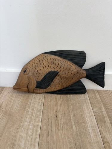 Hand carved wooden fish wall - hand,