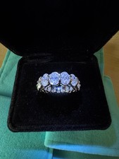 18K White Gold Plated Moissanite Eternity Band Ring – 1ct Oval Cut - Size 6