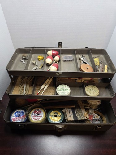 Vintage metal tackle box - vintage,