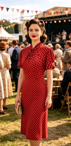 Vintage 1940s 1950s style red - 1940s,