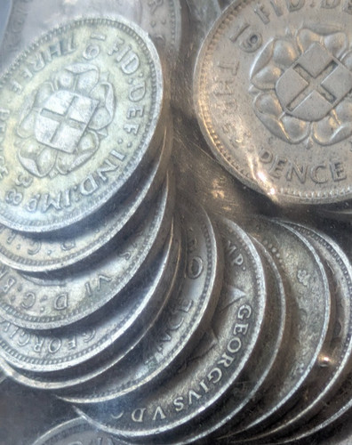 Silver 500 three pences - x, .500