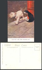 BONZO DOG G.E. Studdy Old Postcard Black Cat - I Did But See Her Passing By 915
