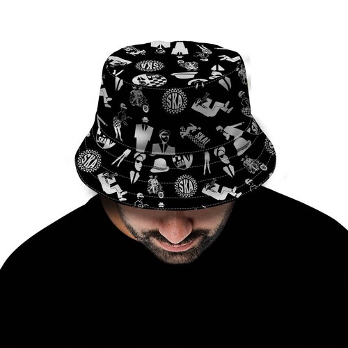 Ska sticker print bucket hat - ska,