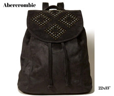 Abercrombie & Fitch Faux Suede Black Backpack Bag Women's