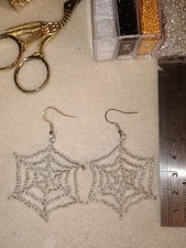 Halloween Beaded Dangle Earrings - Spider Web