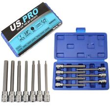 LONG ALLEN KEY / HEX BIT SOCKET SET by US PRO TOOLS 3 4 5 6 7 8 & 10mm
