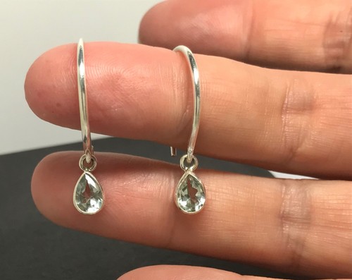 Blue topaz hoop - , earrings