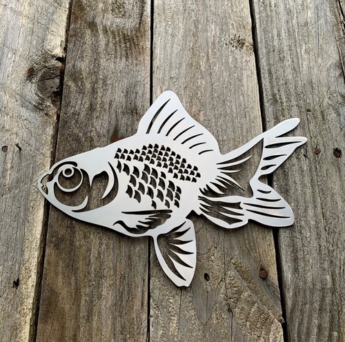 Gold fish steel wall art - steel,