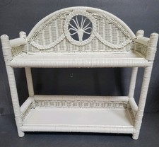 White Open Wicker Wood Two Shelf Wall Hanging Shabby Chic UNUSED