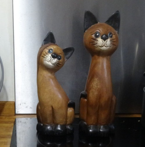 Wooden ornamental carved - ornamental, cats