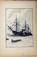 Old Antique Print C1889 French