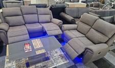 Florence Electric Recliners. Dark Grey 3 & 2 Sofa Set, USB, LED