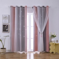 Ombre Rainbow Blackout Curtains for Kid Girls Bedroom Living Room Darking Str...