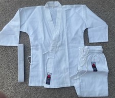 Giko Karate Martial Arts Gi Size 140 Top Trousers & White Belt Cotton/polyester