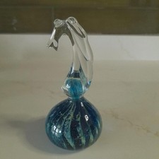 Mdina art glass seahorse paperweight