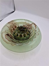 Davidson cloud glass centrepiece bowl with plinth and frog - topaz green colour
