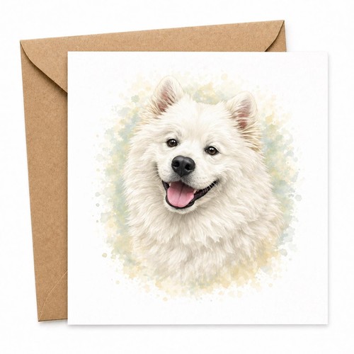 Dog greeting card - dog, samoyed