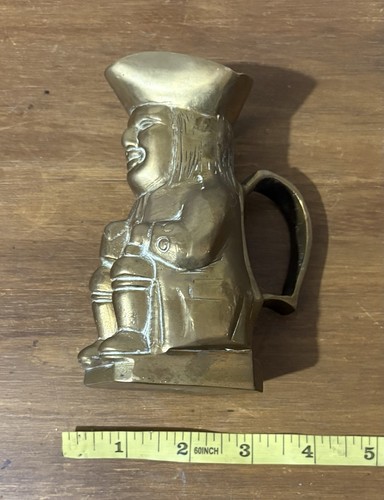 Vintage solid brass toby jug - brass,