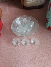 Glass Punch Bowl and Cups Set