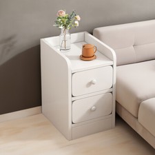2 Drawers White Bedside