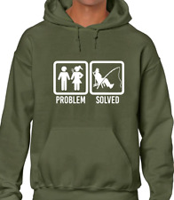 PROBLEM SOLVED FISHING FUNNY HOODY HOODIE CARP FISHING ANGLING FISHERMAN GIFT