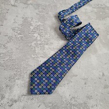 Duchamp London Silk Tie Luxury Blue Circle  Pattern Motif  Handmade In England