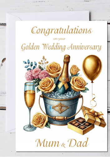 Golden wedding anniversary - golden,