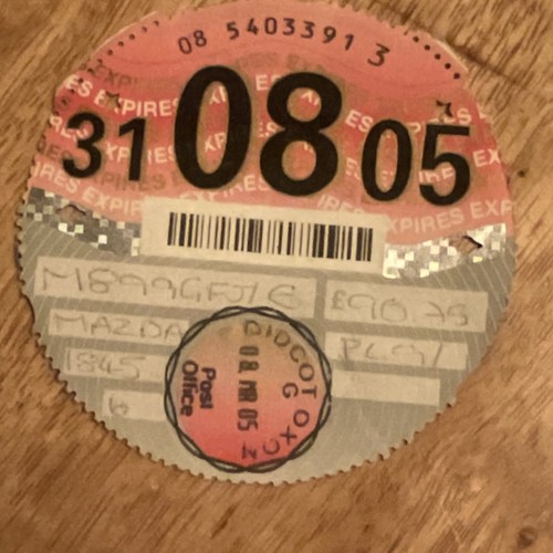 Old tax disc - old,