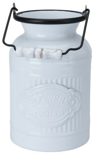 Milk churn planter - white, plant