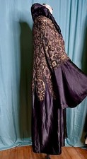 Silk Flapper Coat Black Purple