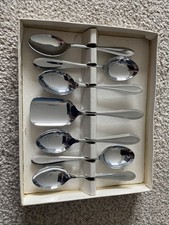 Set Of 6 Vintage Teaspoons And Tea/sugar Shovel Chromium Plated  Sheffield Eng