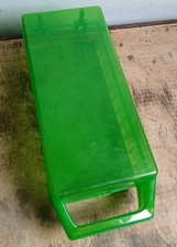 Vintage  Plastic 12 Cassette Tape Case Holder Storage Carry Handle Green