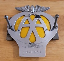 Early Vintage Chrome Enamel AA Classic Car Badge Unique Number Reference 4A46051