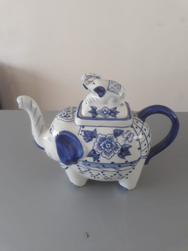 Vintage blue white elephant - &,