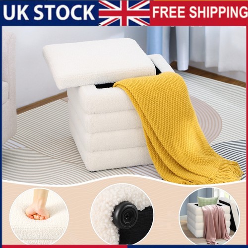 White teddy storage ottoman - storage,