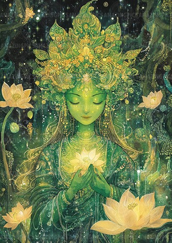 Green tara art print buddhist - tara,