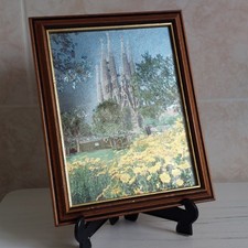 Sagrada Familia Dufex Foil Art Print Vintage 90s Barcelona Spain Framed 24x19cm