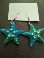 1 pair of aqua/glittery/green/