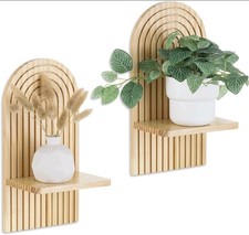 Walasis Boho Shelf Wall Decor: Wooden Small Hanging Shelves for Plant Candle