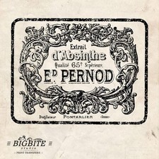 WATER DECAL: Shabby Chic VINTAGE ABSINTHE LABEL (Furniture Print Transfer) #008