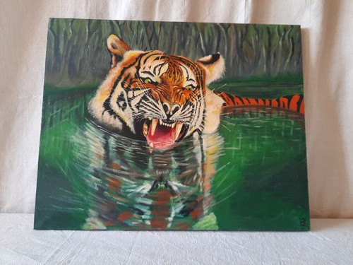 Roaring tiger painting - tiger,