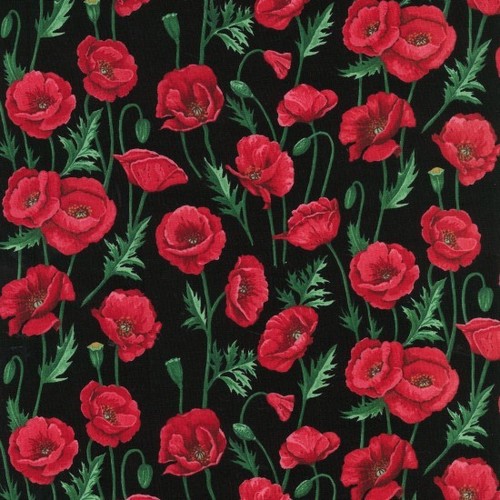 Fat quarter poppies red - quarter, poppy