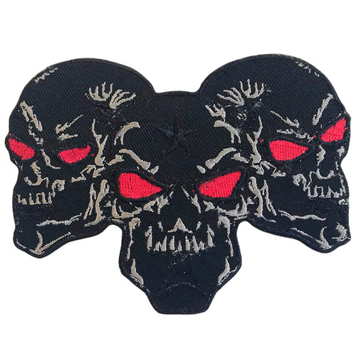Three skull black large biker - skull,