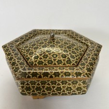 Vintage  Wooden Jewellery/trinket Box Decorated With Persian Art Khatam Kari.