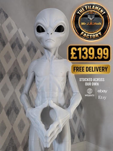Gray alien figurine 3foot - alien, tall