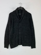 French Connection Charcoal Marl Wool Blend Button Cardigan Shawl CollarUK  M