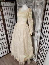 XS Vtg 50s 1950s Wedding Dress