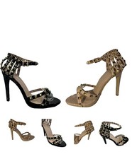 Studded Ankle-Strap High-Heel Gladiator Sandals | UK Sizes 3–8 (Black, Nude)